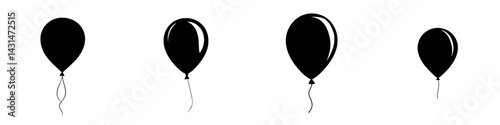 Black and white vector illustration of four balloon designs for various creative projects
