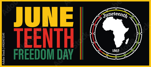 Juneteenth Freedom Day June 19 - African-American Independence Day. Day of freedom and emancipation ector illustration on black background.