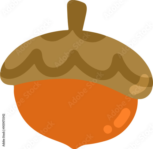 clip art cute watercolor illustration of nut, walnut, acorn autumn for background asset