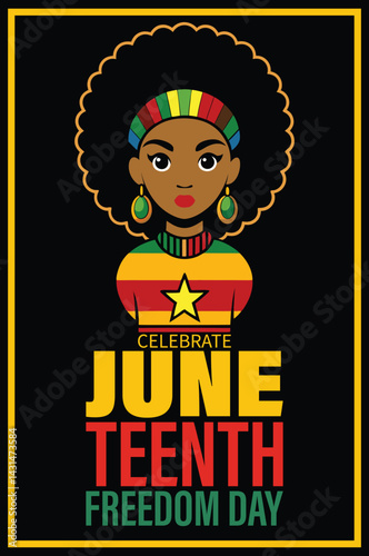 Juneteenth Freedom Day June 19 - African-American Independence Day. Day of freedom and emancipation pretty girls