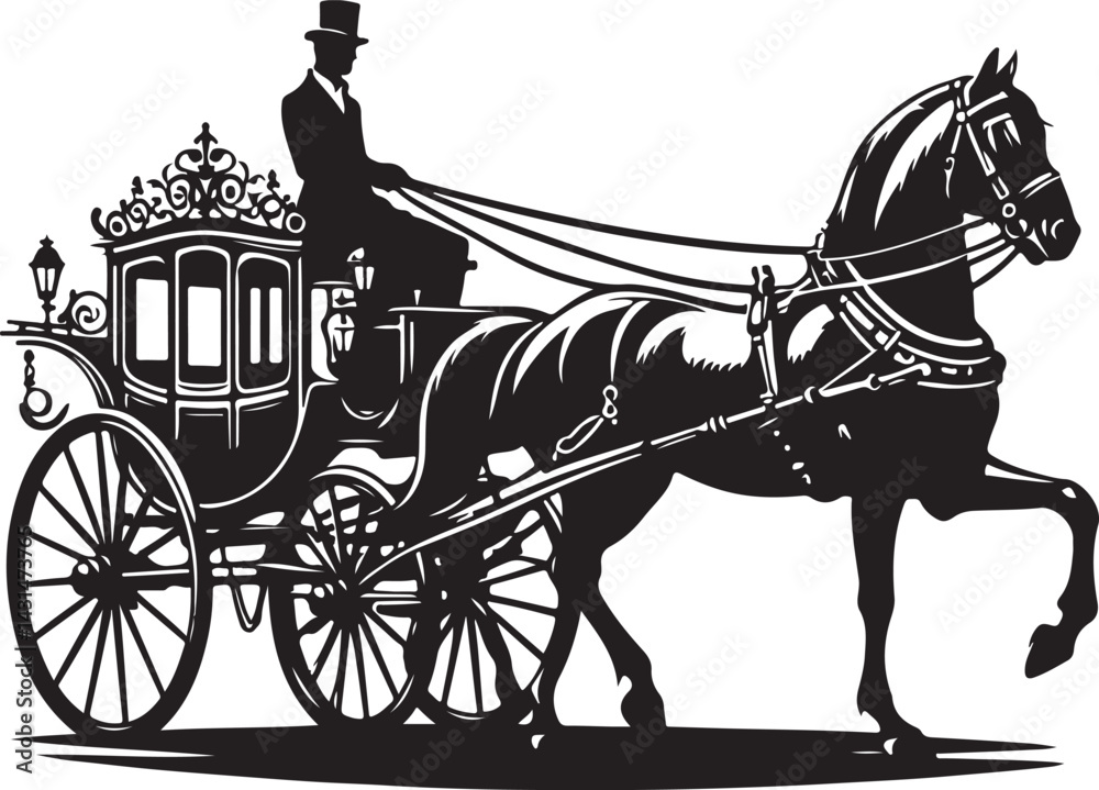 Fototapeta premium Horse Drawn Carriage vector
