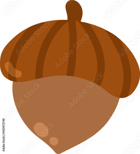 clip art cute watercolor illustration of nut, walnut, acorn autumn for background asset