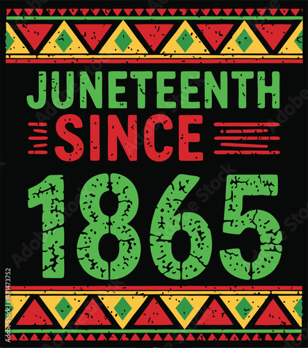 Juneteenth Freedom Day June 19 - African-American Independence Day. Day of freedom and emancipation T-shirt typography design with illustration of a tribal background.
