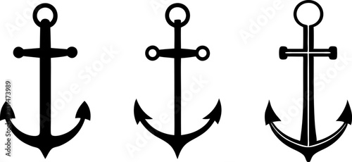 ship anchor icon, marine ship anchor logo symbol vector art illustration