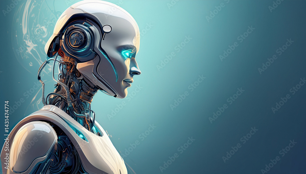 007-014-162-Robots for elder care and companionship. Emphasize the negative space on the left for potent 007-014-162-Robots for elder care and companionship. Emphasize the negative space on the left for potent