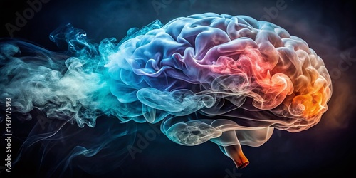 Cigarette Smoke Brain Shape: Mental Health Impact Stock Photo