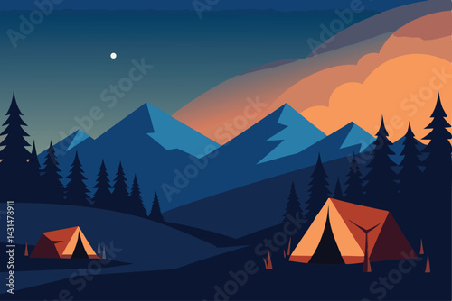 campground-at-dusk-with-glowing-tents-