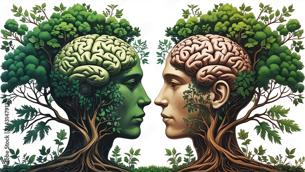 Fototapeta premium Sustainability & Mindfulness Tree-Human Concept Art