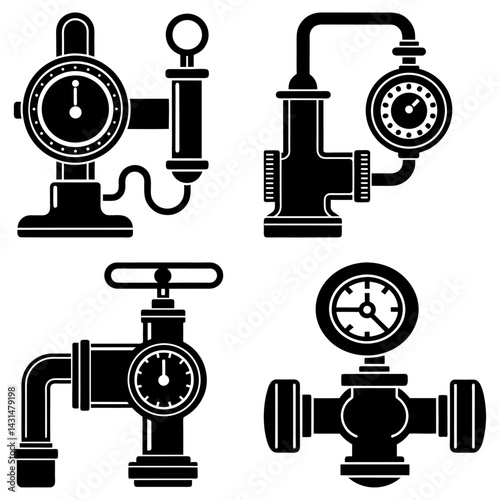 Flow Meter silhouette vector