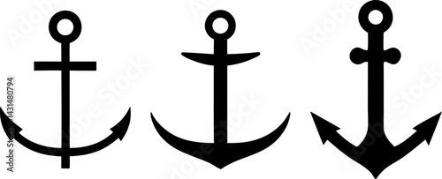 ship anchor icon, marine ship anchor logo symbol vector art illustration