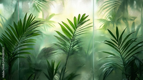 Wallpaper Mural Lush tropical foliage through glass Torontodigital.ca