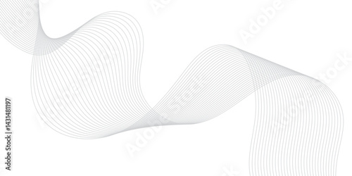 Abstract white and gray line dynamic creative smooth beautiful space digital composite sound and wave bland line.  Dynamic, smooth-flowing digital lines resembling sound or data frequencies

