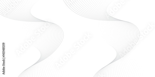 Abstract white and gray line dynamic creative smooth beautiful space digital composite sound and wave bland line.  frequency flow business stripe gradient white vector technology template background