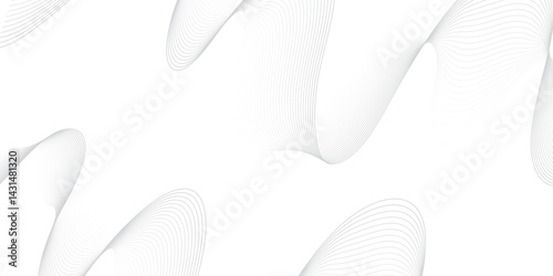Abstract white and gray line dynamic creative smooth beautiful space digital composite sound and wave bland line. technical flowing web science tech geometric concept lines design. 