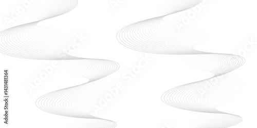 Abstract white and gray line dynamic creative smooth beautiful space digital composite sound and wave bland line. technical flowing web science tech geometric concept lines design. 