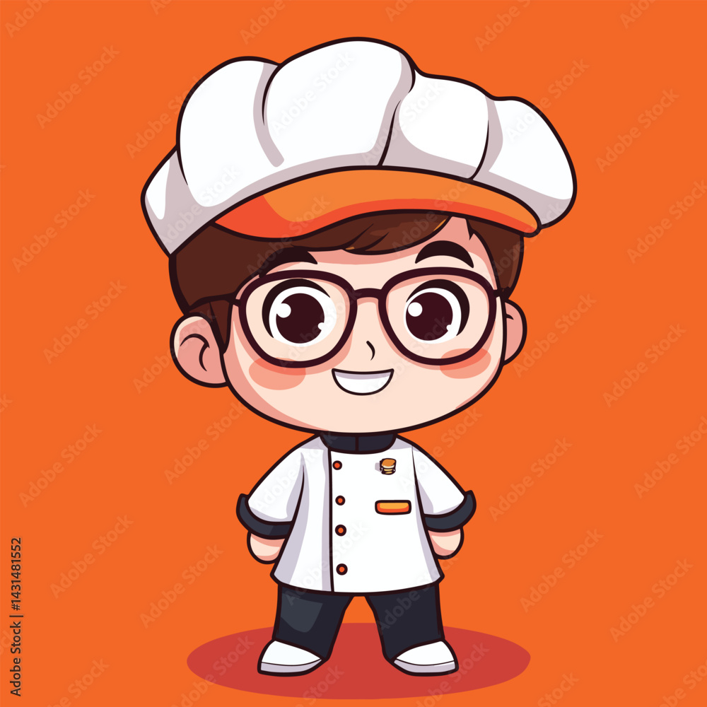 Chef boy mascot cute cartoon no details solid background bright Chef boy mascot cute cartoon no details solid background bright