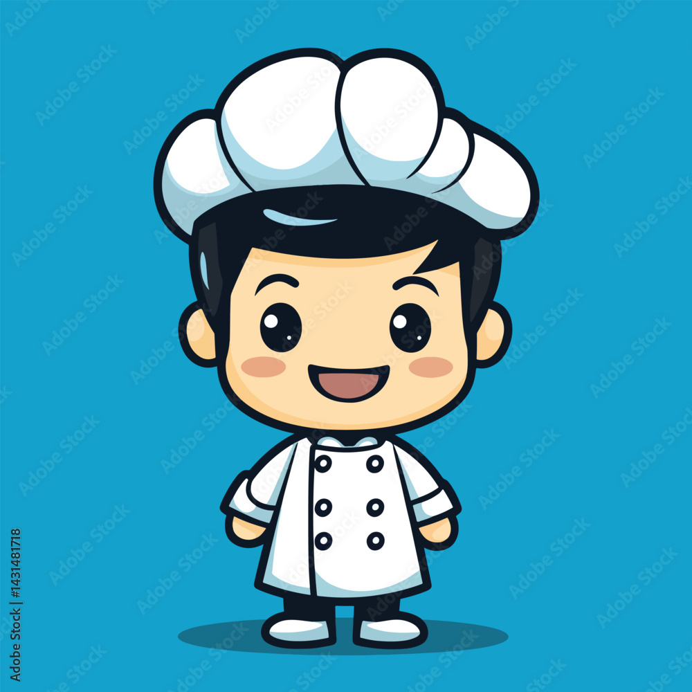Chef boy mascot cute cartoon no details solid background bright Chef boy mascot cute cartoon no details solid background bright