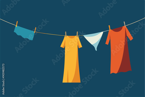 clothesline-with-summer-clothes-fluttering--.eps