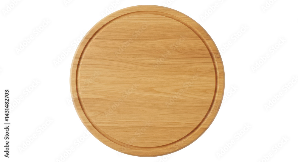Simple, round wooden cutting board with a smooth finish on a black background Simple, round wooden cutting board with a smooth finish on a black background