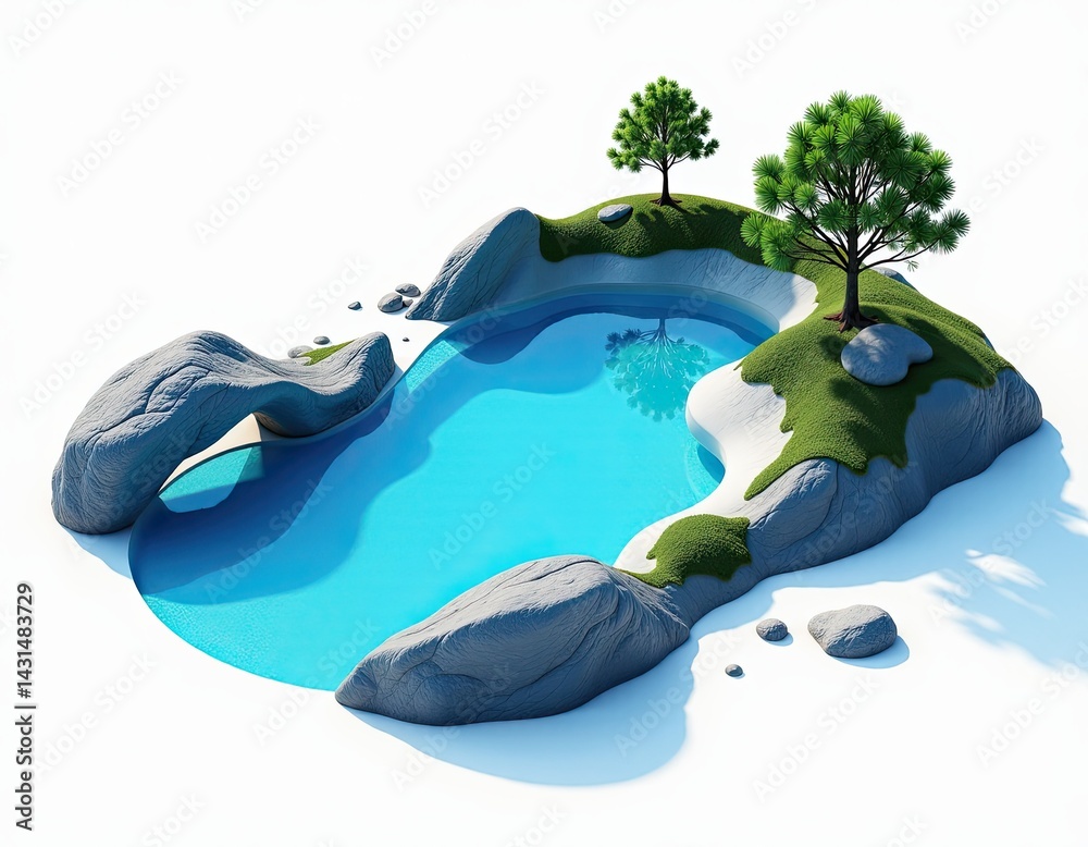 Isolated Island with Lake