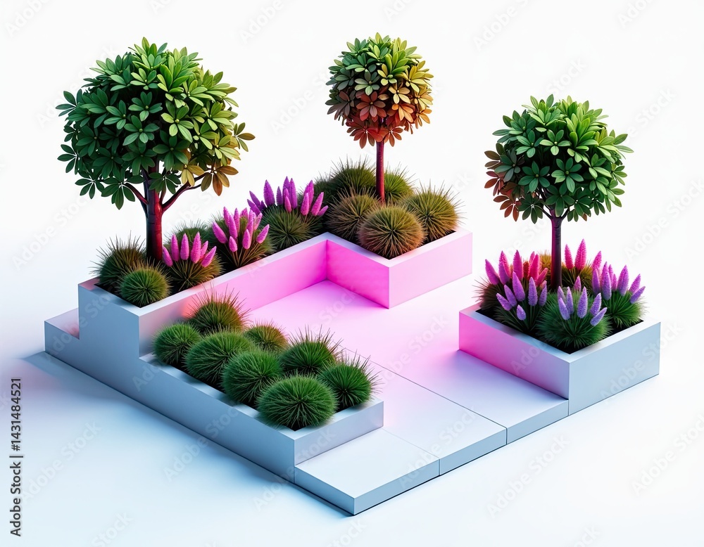 Minimalist Isometric Garden Design