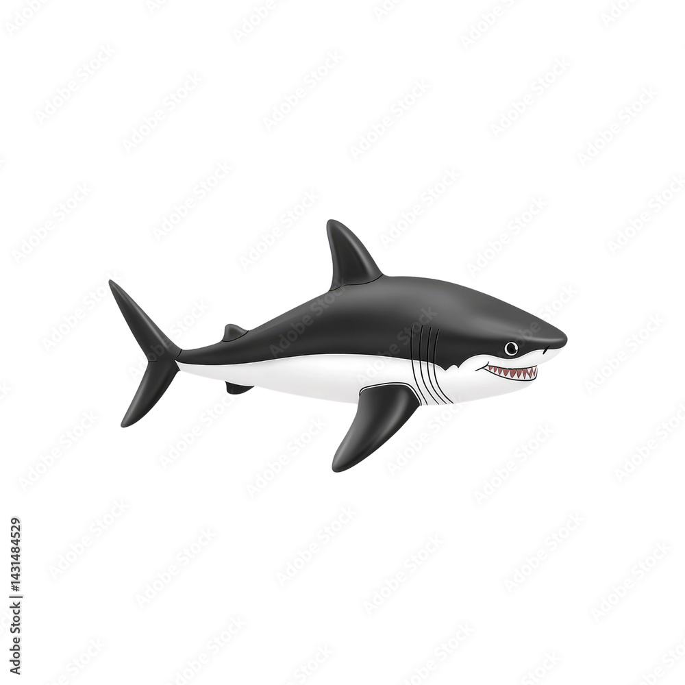 Obraz premium Great White Shark Illustration Powerful Predator of the Ocean Depths