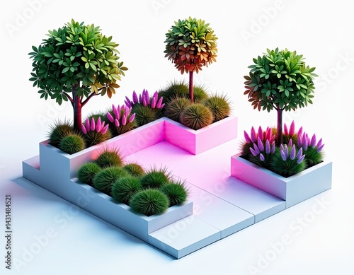 Obraz na płótnie Minimalist Isometric Garden Design w salonie