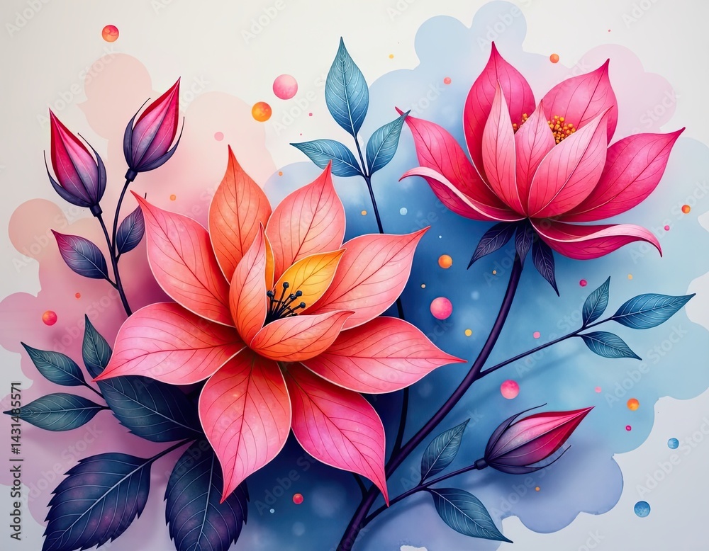 Watercolor Flowers Illustration