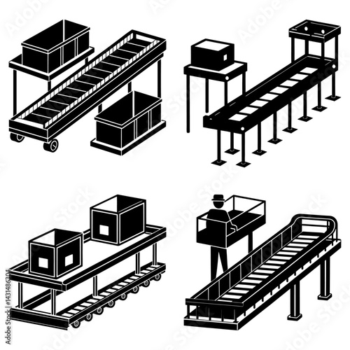 Conveyor System silhouette vector