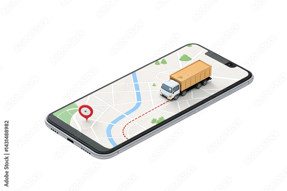Track your delivery in real time with our mobile app A miniature truck navigates a detailed city map on a smartphone screen showcasing seamless GPS tracking and efficient delivery services Clean Track your delivery in real time with our mobile app A miniature truck navigates a detailed city map on a smartphone screen showcasing seamless GPS tracking and efficient delivery services Clean