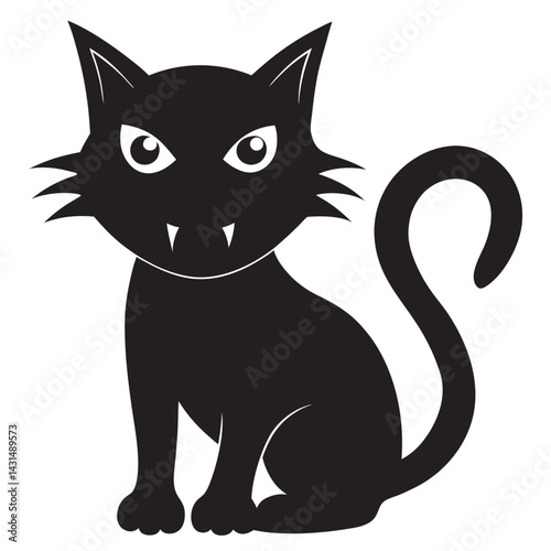 Black setting angry Halloween Cat Silhouette 