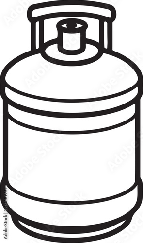 cooking gas cylinder line art, black outline, vector and illustration, coloring book page line art drawing