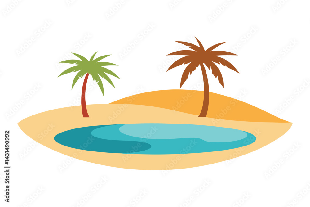 Obraz premium desert-oasis-with-palm-trees-and-reflective-water-