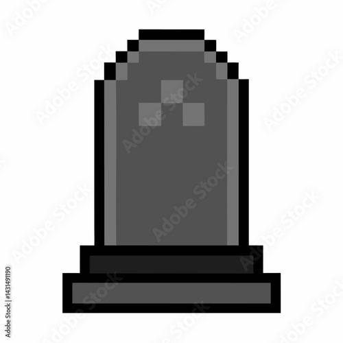 Pixel Art Tombstone Icon   Retro Digital Grave Graphic for Halloween and Spooky Themes