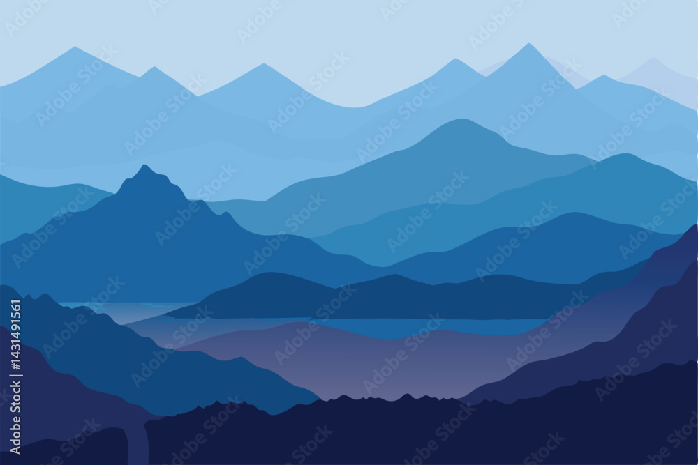 Fototapeta premium distant-mountains-with-layered-depth-and-fog--.eps