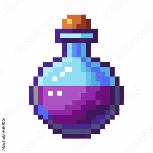 Pixel Art Fantasy Potion Bottle   Retro Gaming Magical Elixir Icon