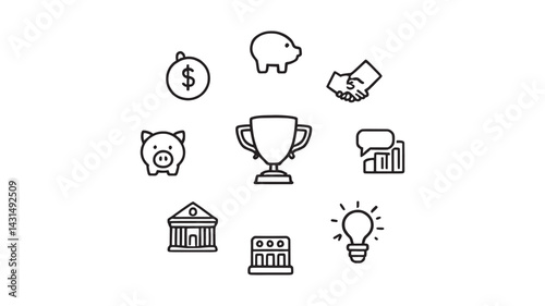 Startup Funding line art sketch of venture capital process