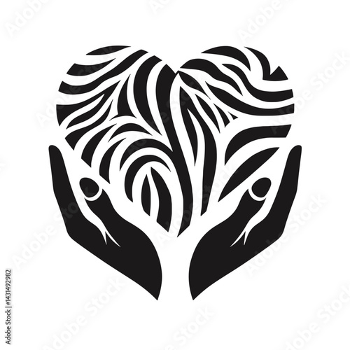 Support symbol for rare disease awareness in black and white style, stylish vector on transparent background