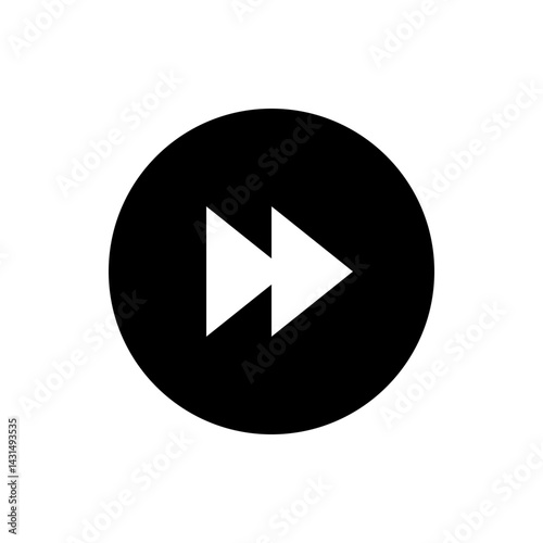 A black circle containing a white double arrow pointing to the right indicating fast forward direction