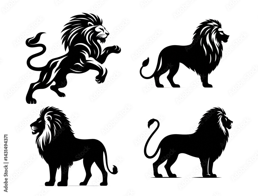 A set of Powerful Lion Silhouette Design
A set of Powerful Lion Silhouette Design
