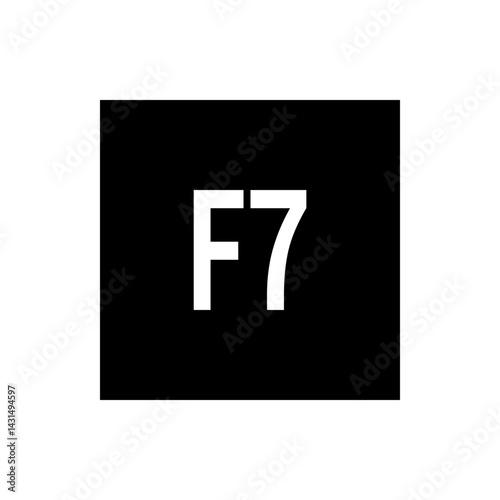 White f seven text on a black rectangular background creating a simple graphic representation style image