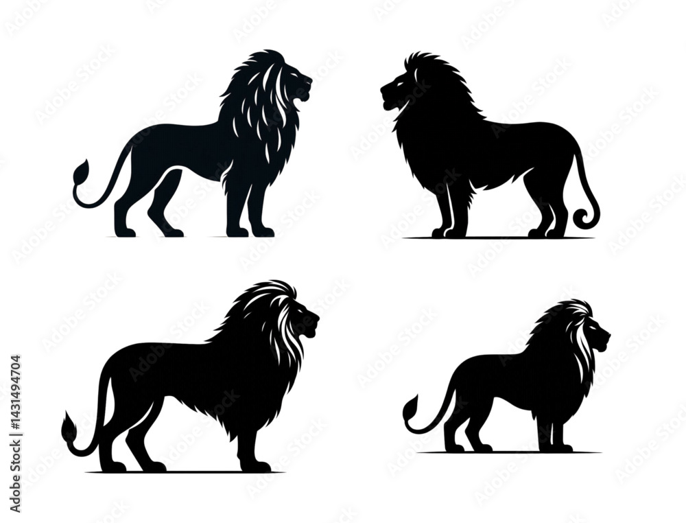 A set of Powerful Lion Silhouette Design
A set of Powerful Lion Silhouette Design