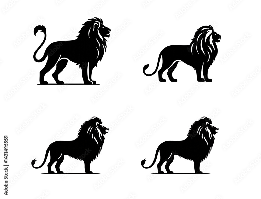 A set of Powerful Lion Silhouette Design
A set of Powerful Lion Silhouette Design