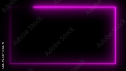 Minimal Animated Background Loop for YouTube and Presentations, rectangle picture frame with four tone neon color and isolated black background. 4k video.