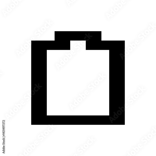 Illustration of a simple black and white battery icon with a rectangular shape and a small top connector