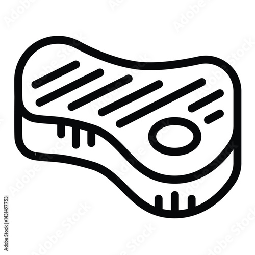 Beef of meat line icon, culinary cooking concept. Vector graphics. Fried beef steak, meat sign on white background, style for mobile or design.