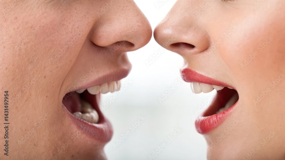 Obraz premium Social Media Misinformation Concept. Close-up of two people engaging in a passionate conversation.