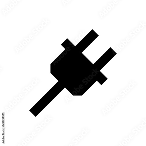 Illustration of a black electrical plug with two prongs on a white background in a simple vector style