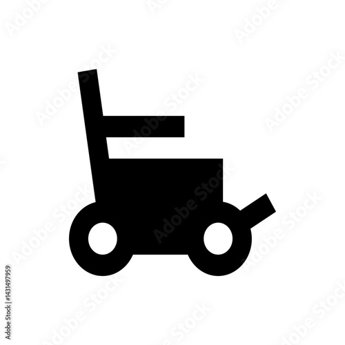 Illustration of a black baggage trolley with a handle and wheels for transporting luggage easily around