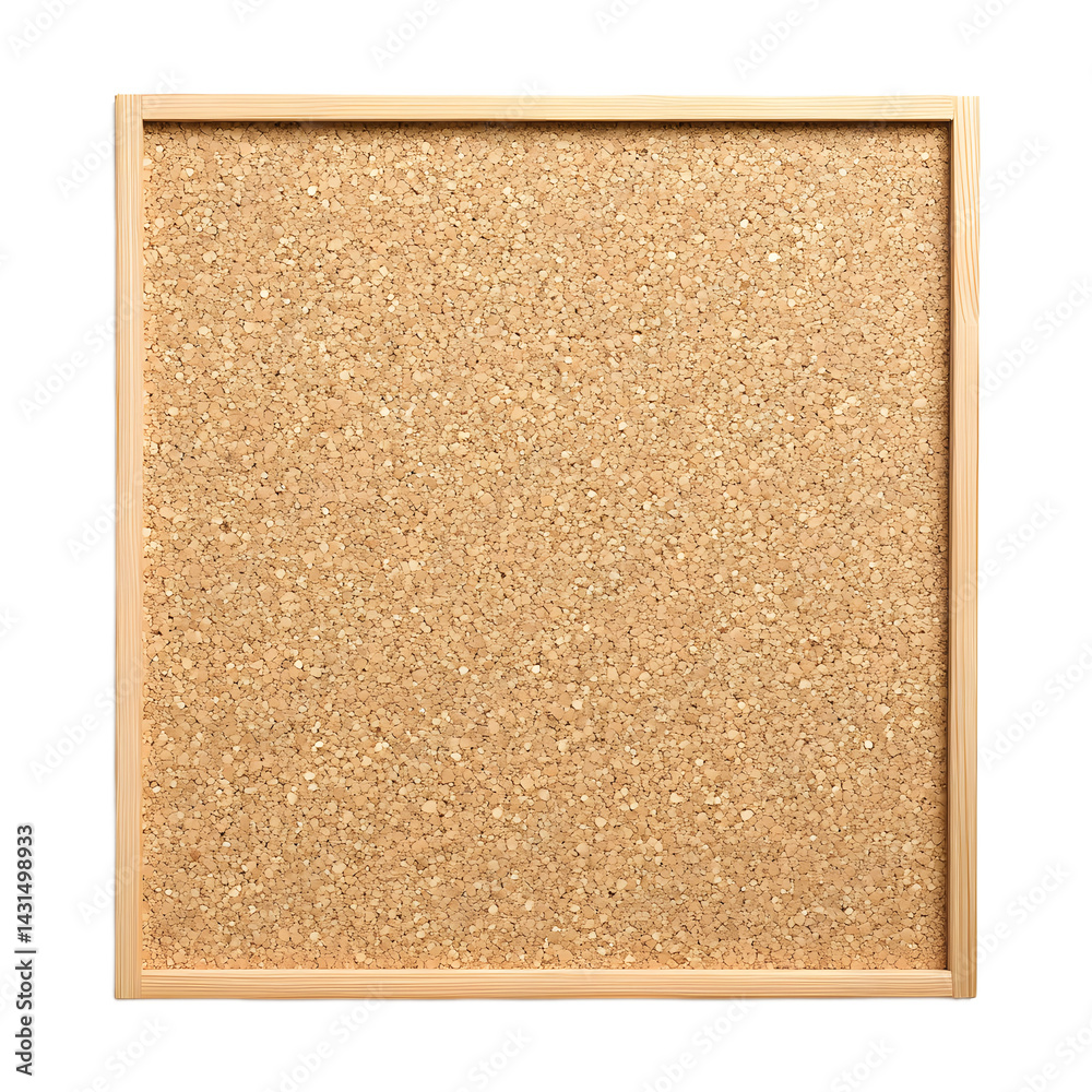 Fototapeta premium Empty cork board with wooden frame, perfect for presentations.